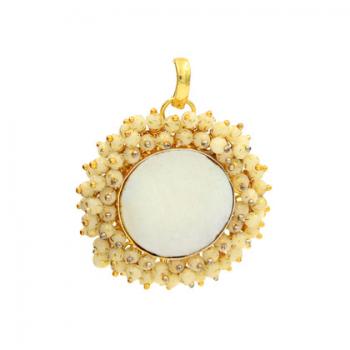 Pearl Pendant Gold Plated with Mop- Classic Elegance and Earthy Charm